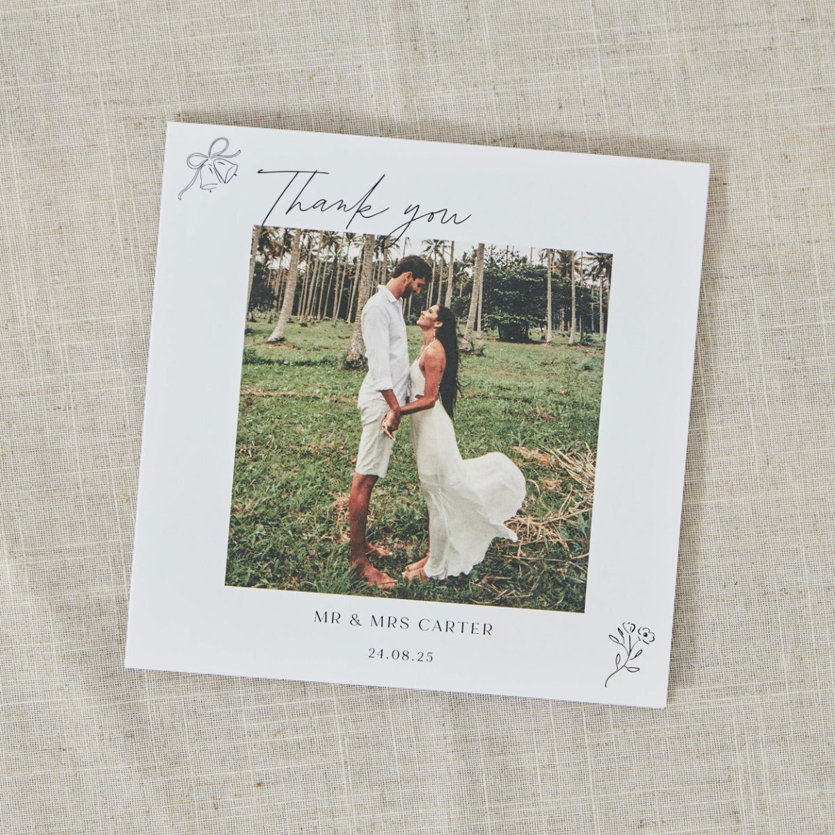 Personalised Black & White Wedding Thank You Photo Card
