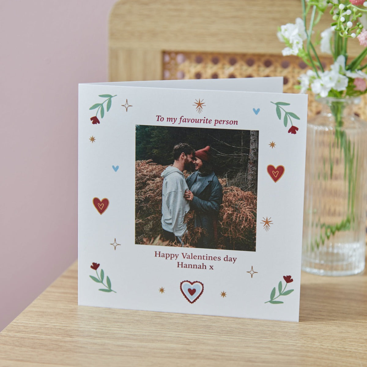 Personalised Valentines Heart and Star Photo Card