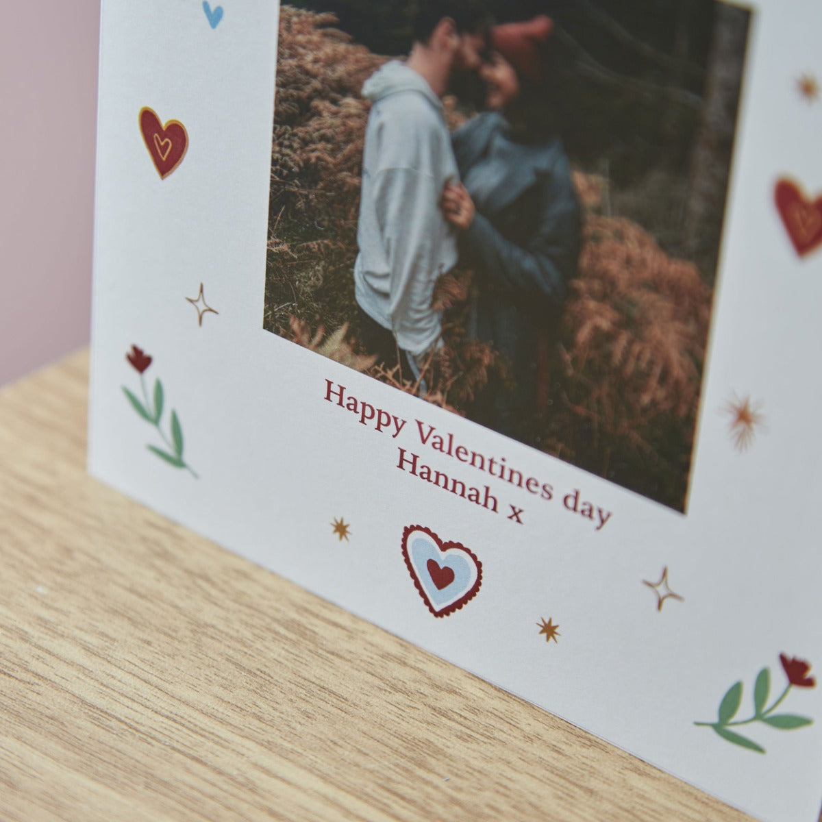 Personalised Valentines Heart and Star Photo Card