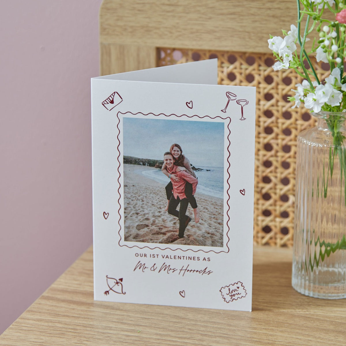 Personalised Heart Doodle Valentines Photo Card