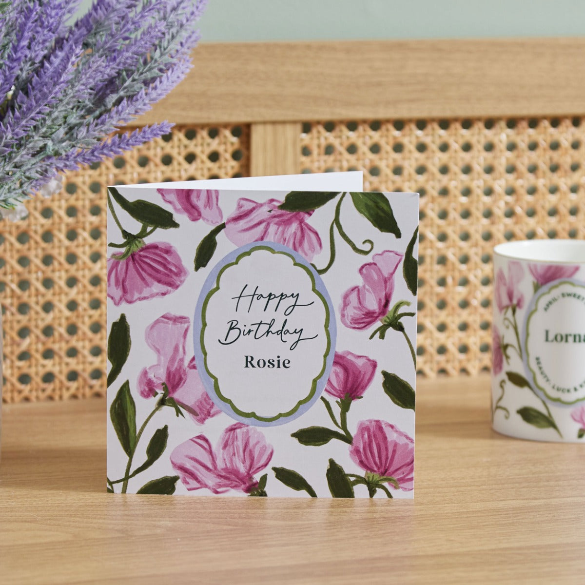 Personalised Birth Flower Square Card