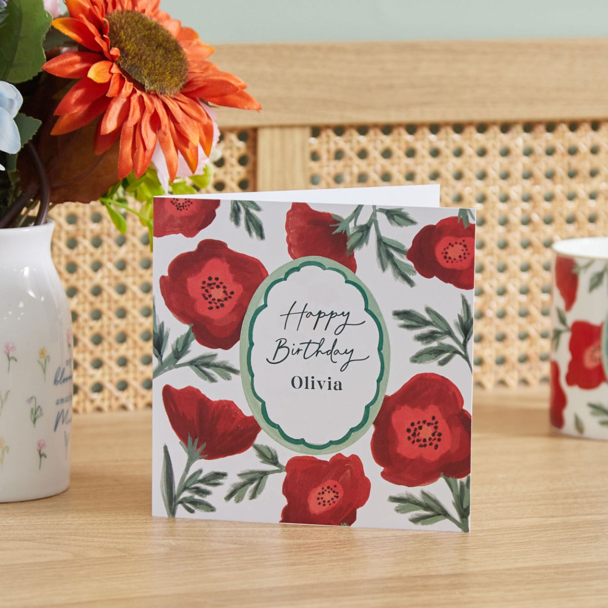 Personalised Birth Flower Square Card