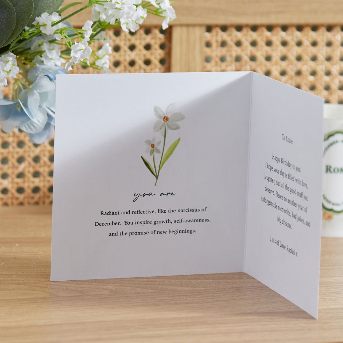 Personalised Birth Flower Square Card