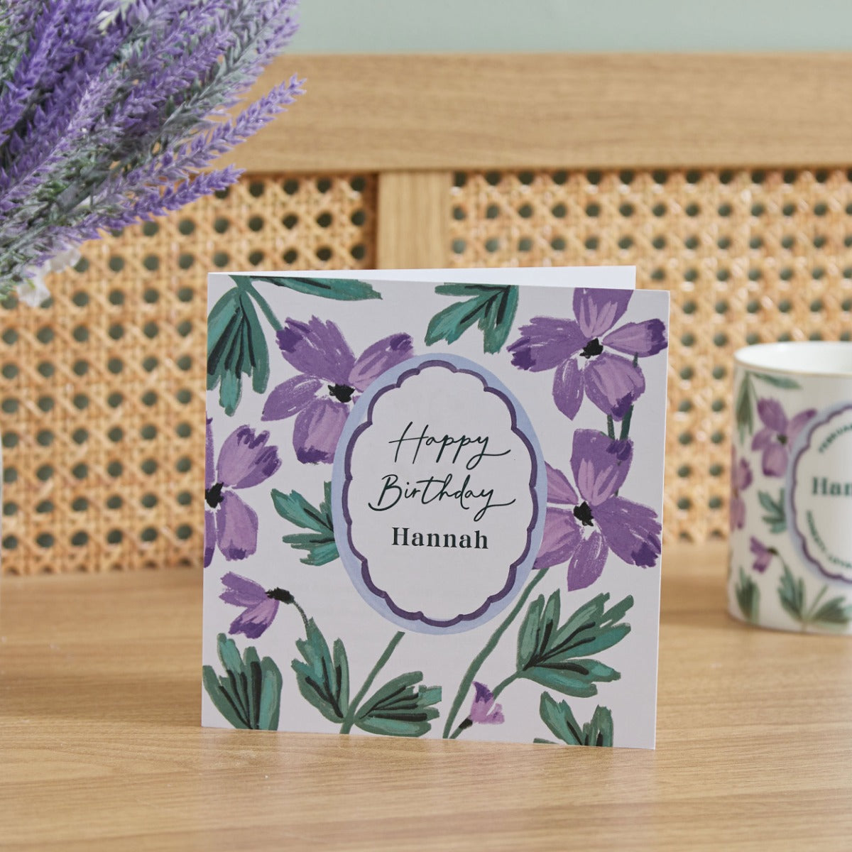 Personalised Birth Flower Square Card