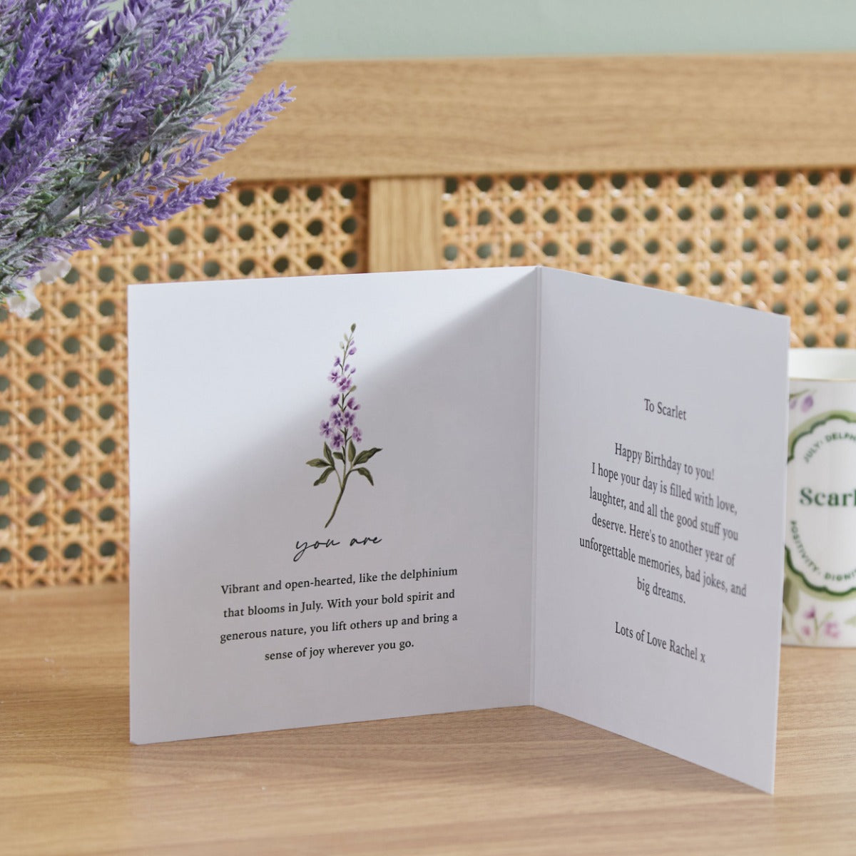 Personalised Birth Flower Square Card