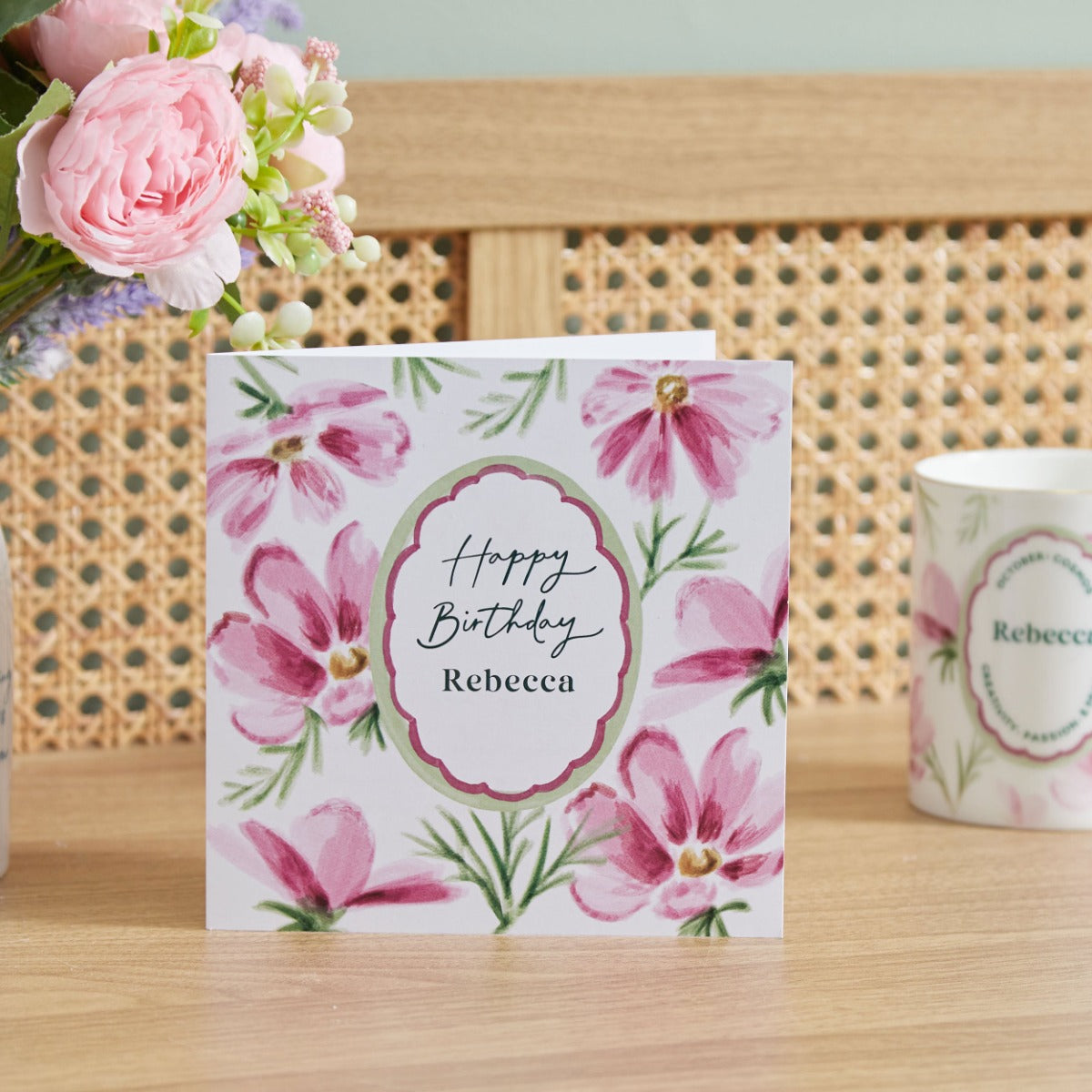 Personalised Birth Flower Square Card