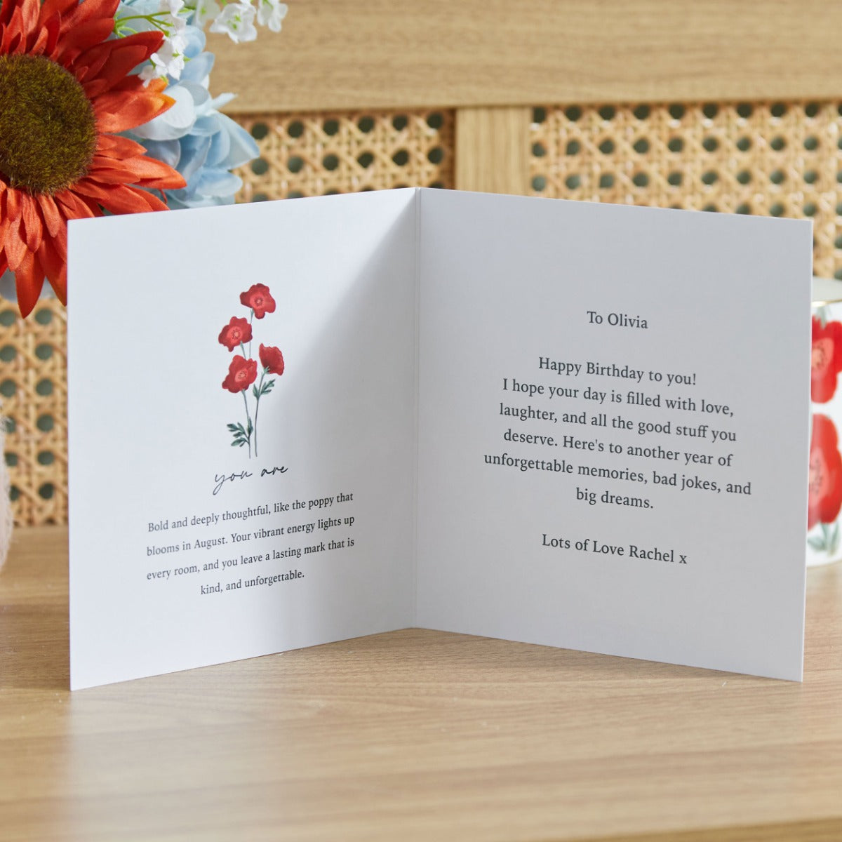 Personalised Birth Flower Square Card