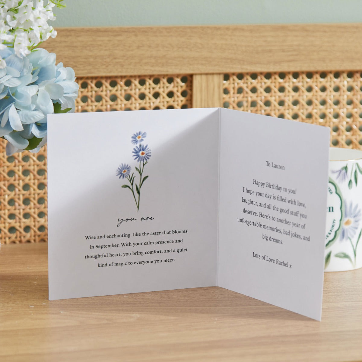 Personalised Birth Flower Square Card
