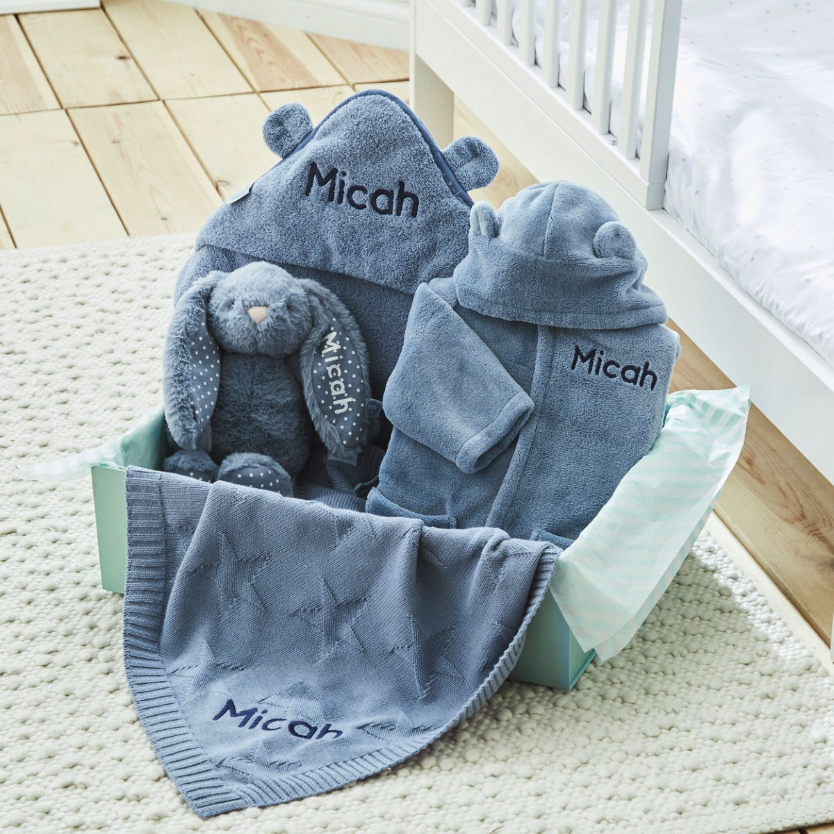 Personalised Wave Blue Bedtime Essentials Gift Set 