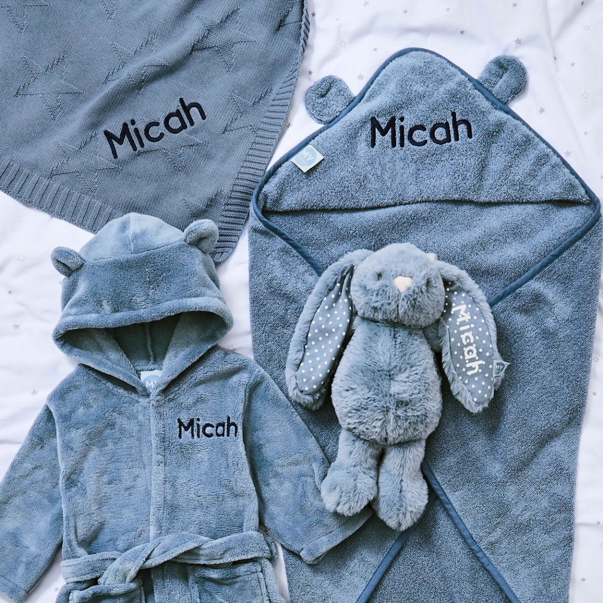 Personalised Wave Blue Bedtime Essentials Gift Set 