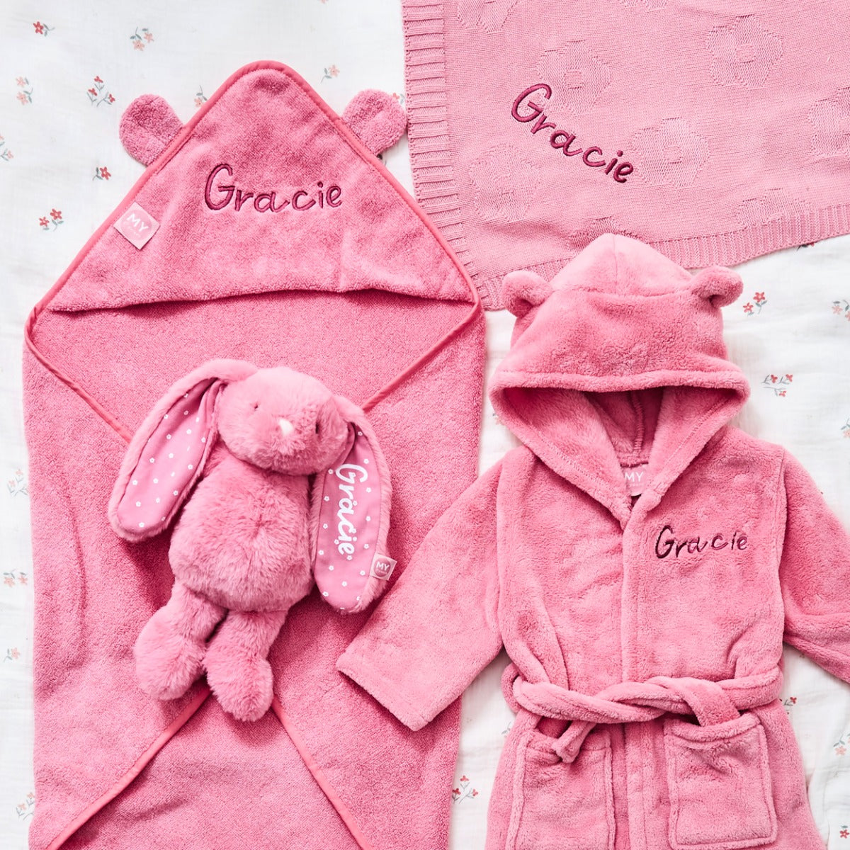 Personalised Peony Pink Bedtime Essentials Gift Set 