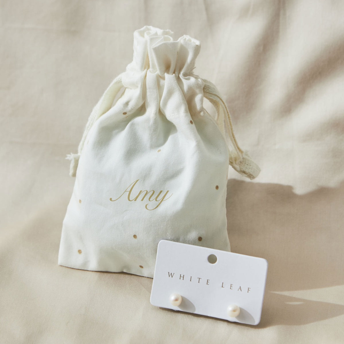 Freshwater Pearl Stud Earrings & Personalised Gift Pouch