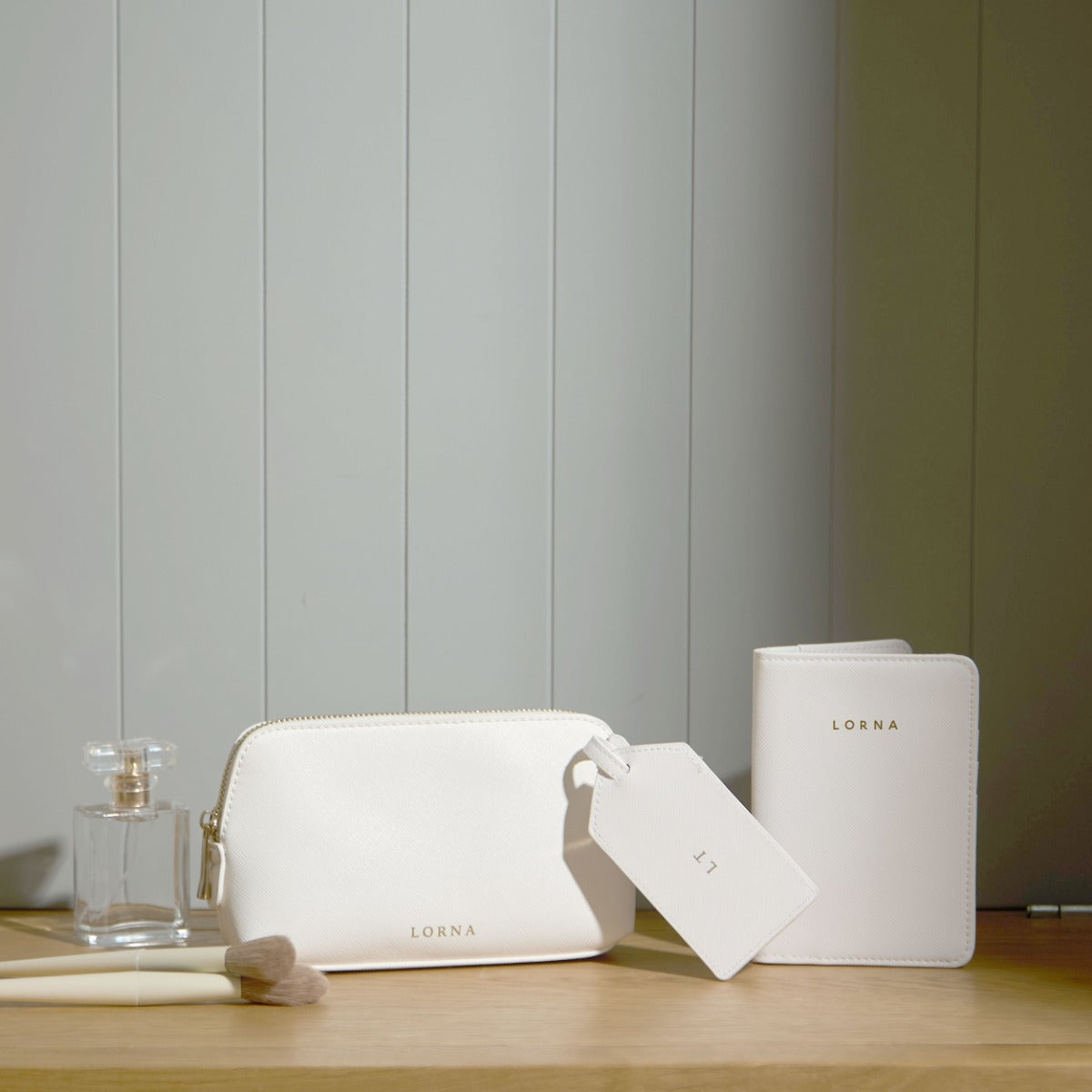 Personalised White Passport & Cosmetic Bag Travel Gift Set
