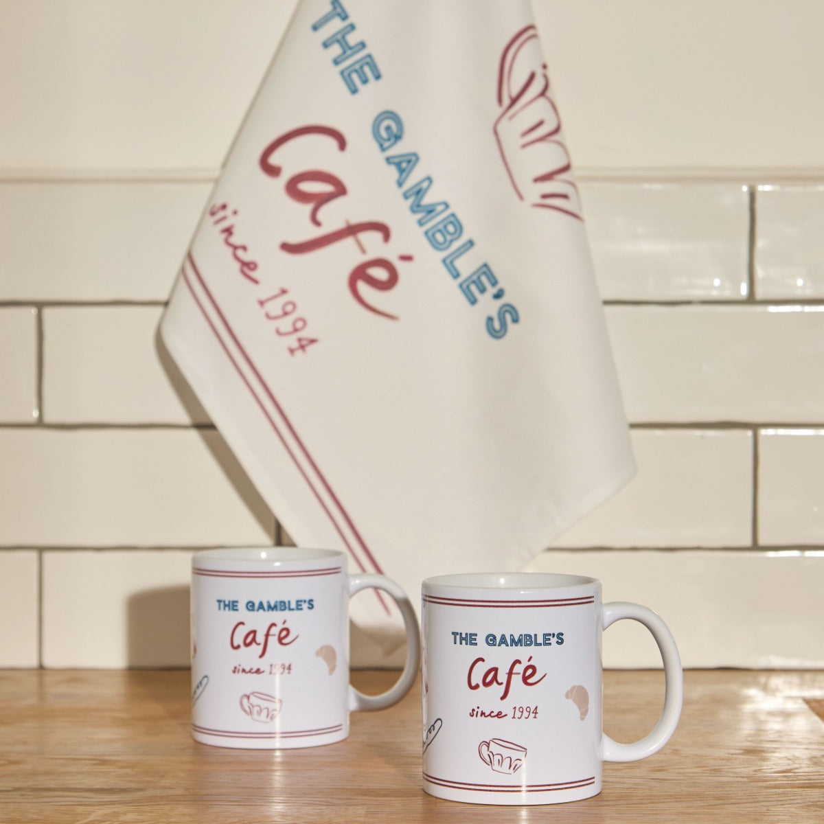 Personalised Family Café Mug & Tea Towel Gift Set