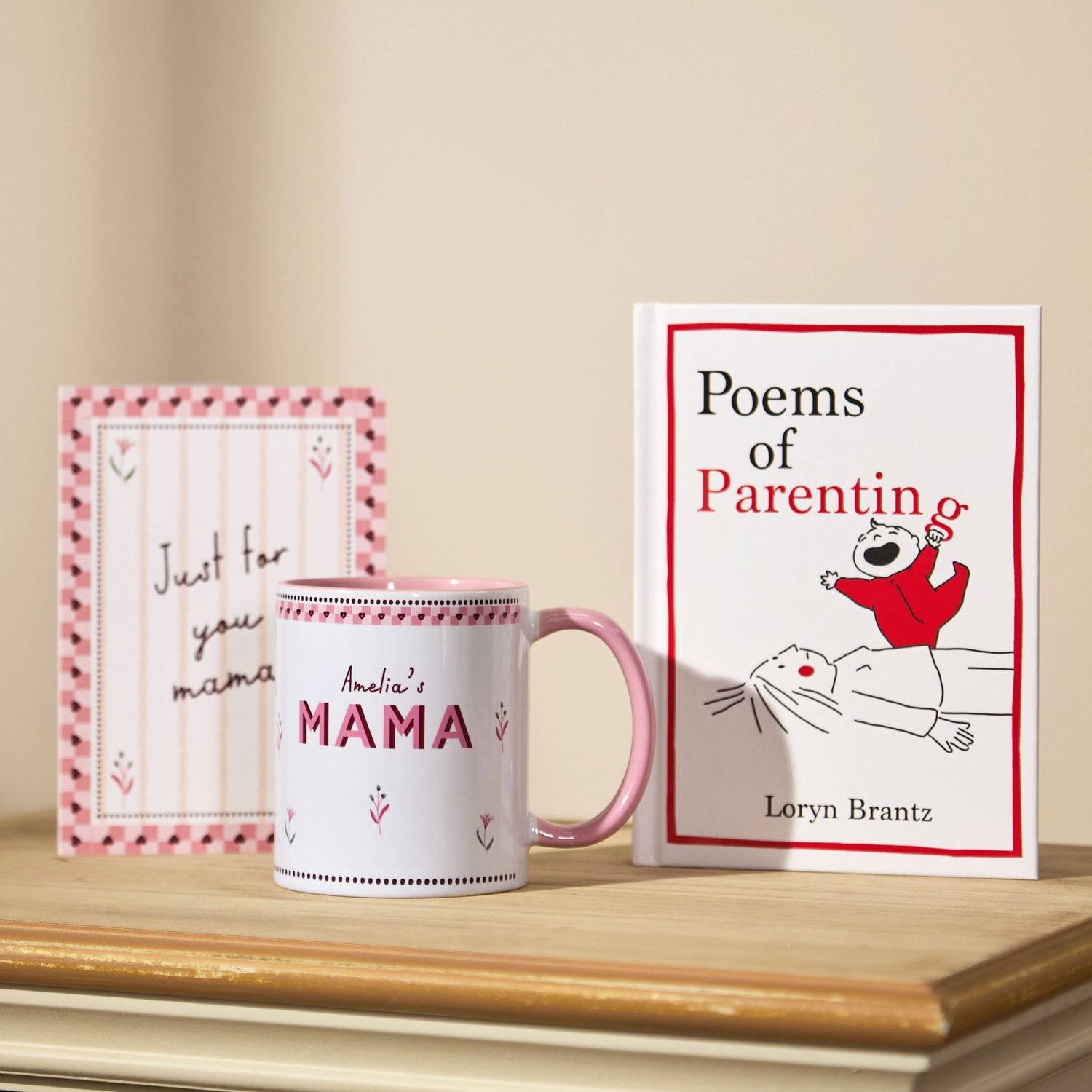 Personalised Mama Mug, Parenting Poems Book & Greeting Card Gift Set