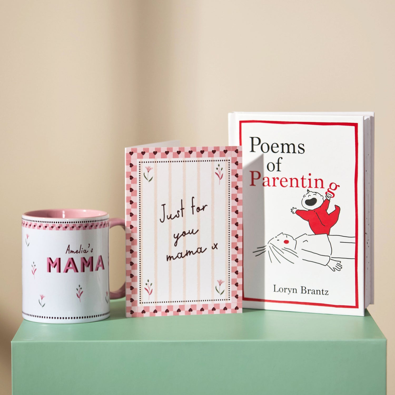 Personalised Mama Mug, Parenting Poems Book & Greeting Card Gift Set