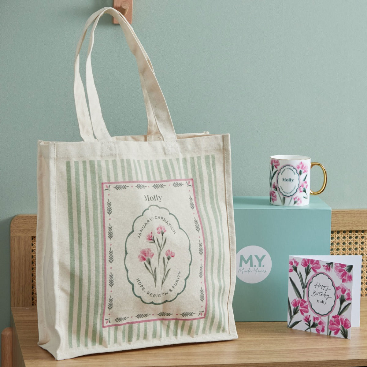 Personalised Birth Flower Mug & Tote Bag Gift Set