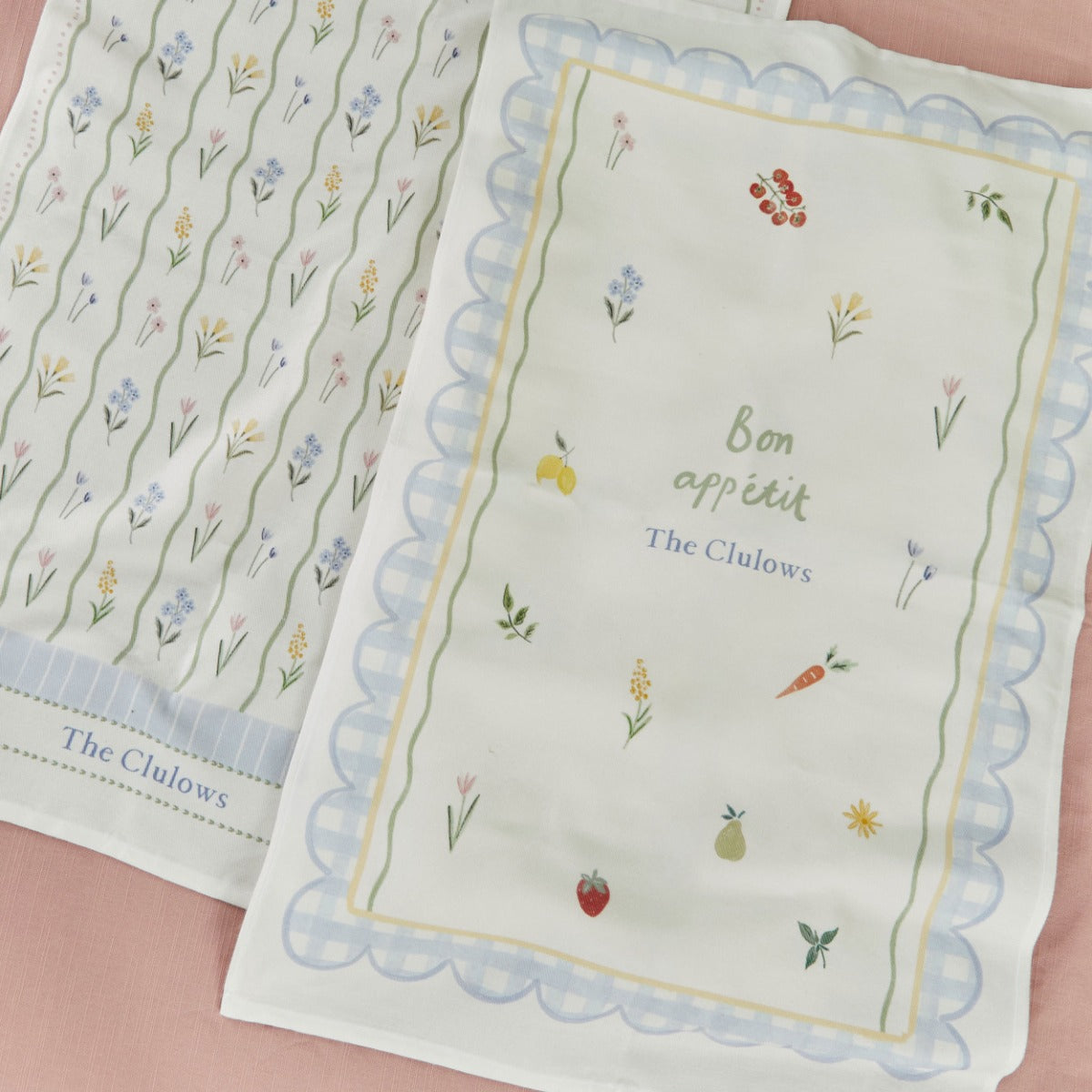 Personalised Set of Two Spring Floral Tea Towels