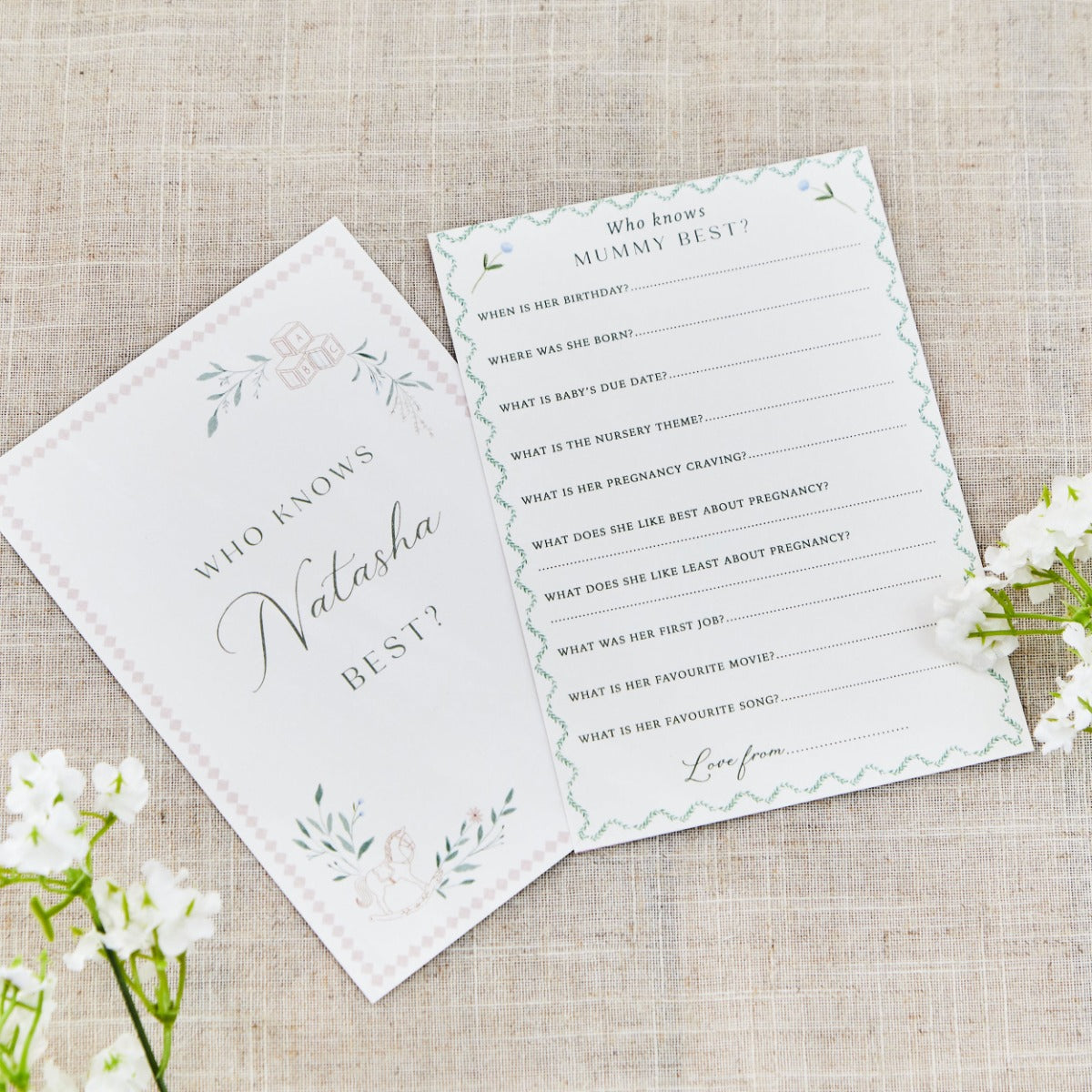 Personalised Baby Shower 8-Pack Who Knows Mummy Best Cards