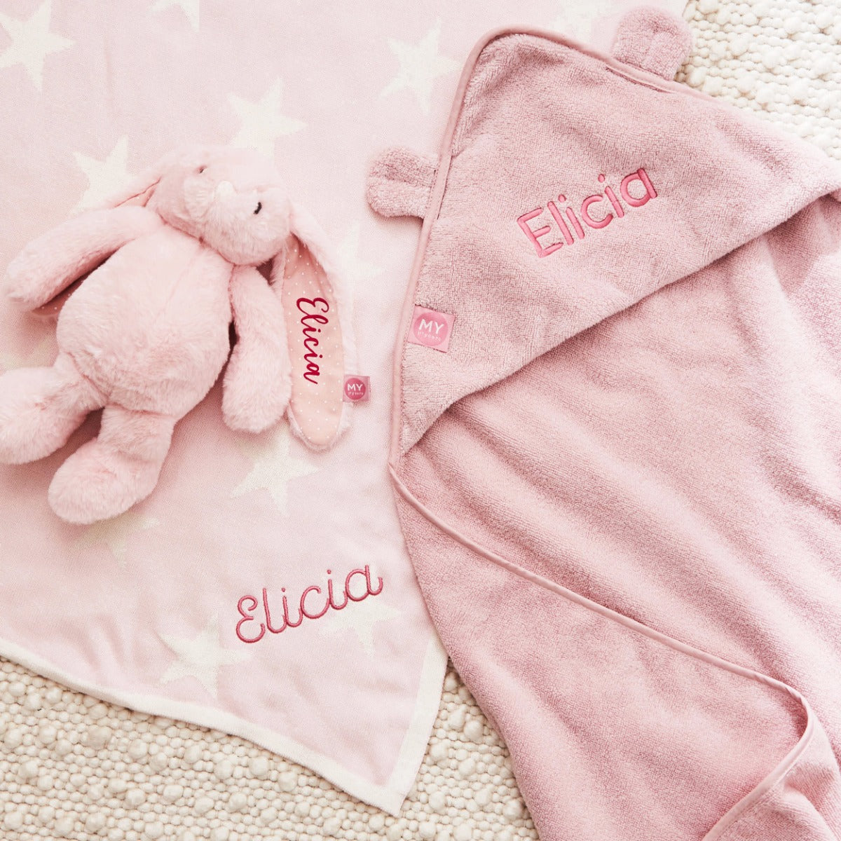 Personalised New Baby Essentials Gift Set - Pink