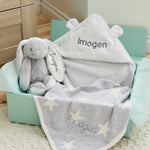 Personalised Grey New Baby Essentials Gift Set
