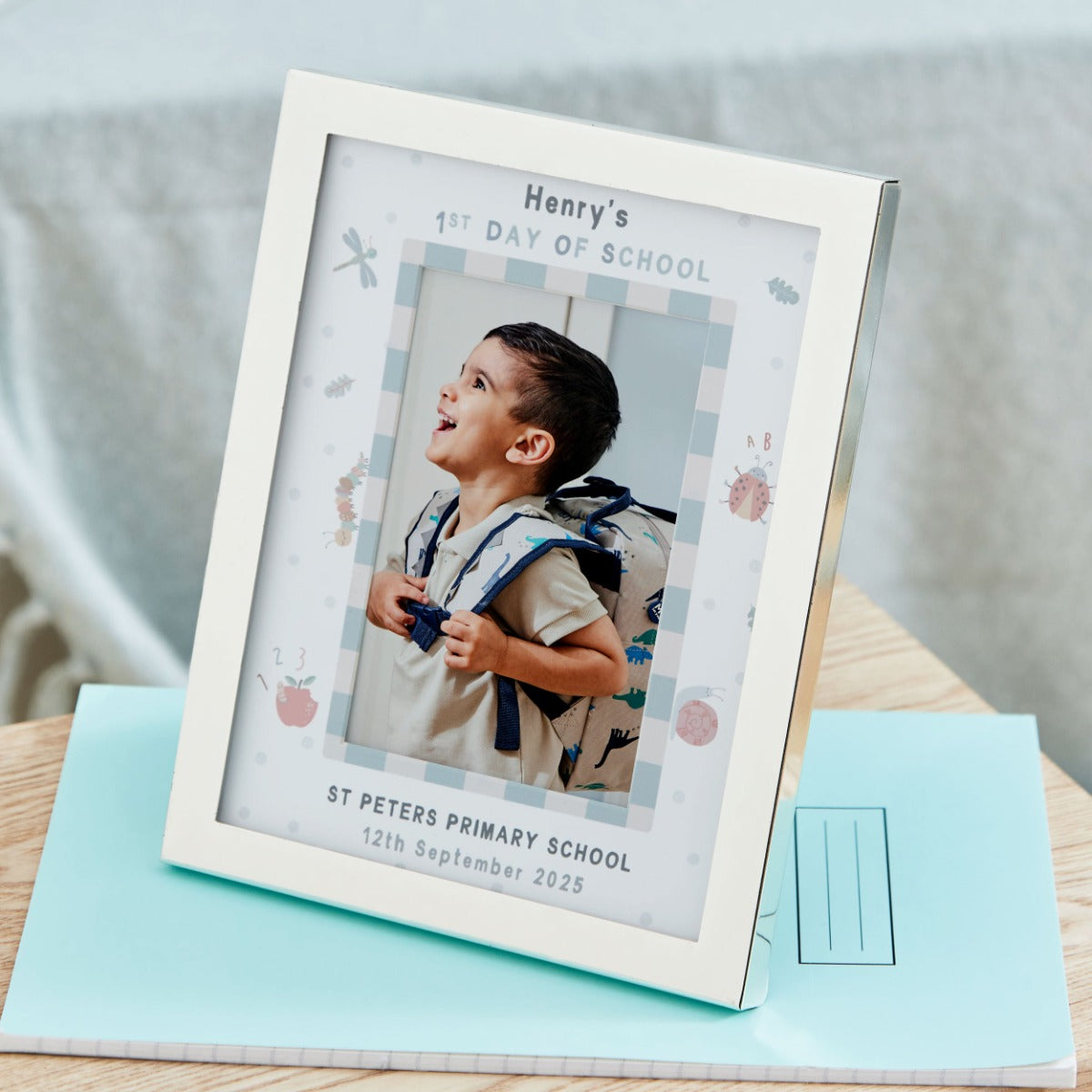 Personalised First Day Of School Photo Frame in Grey