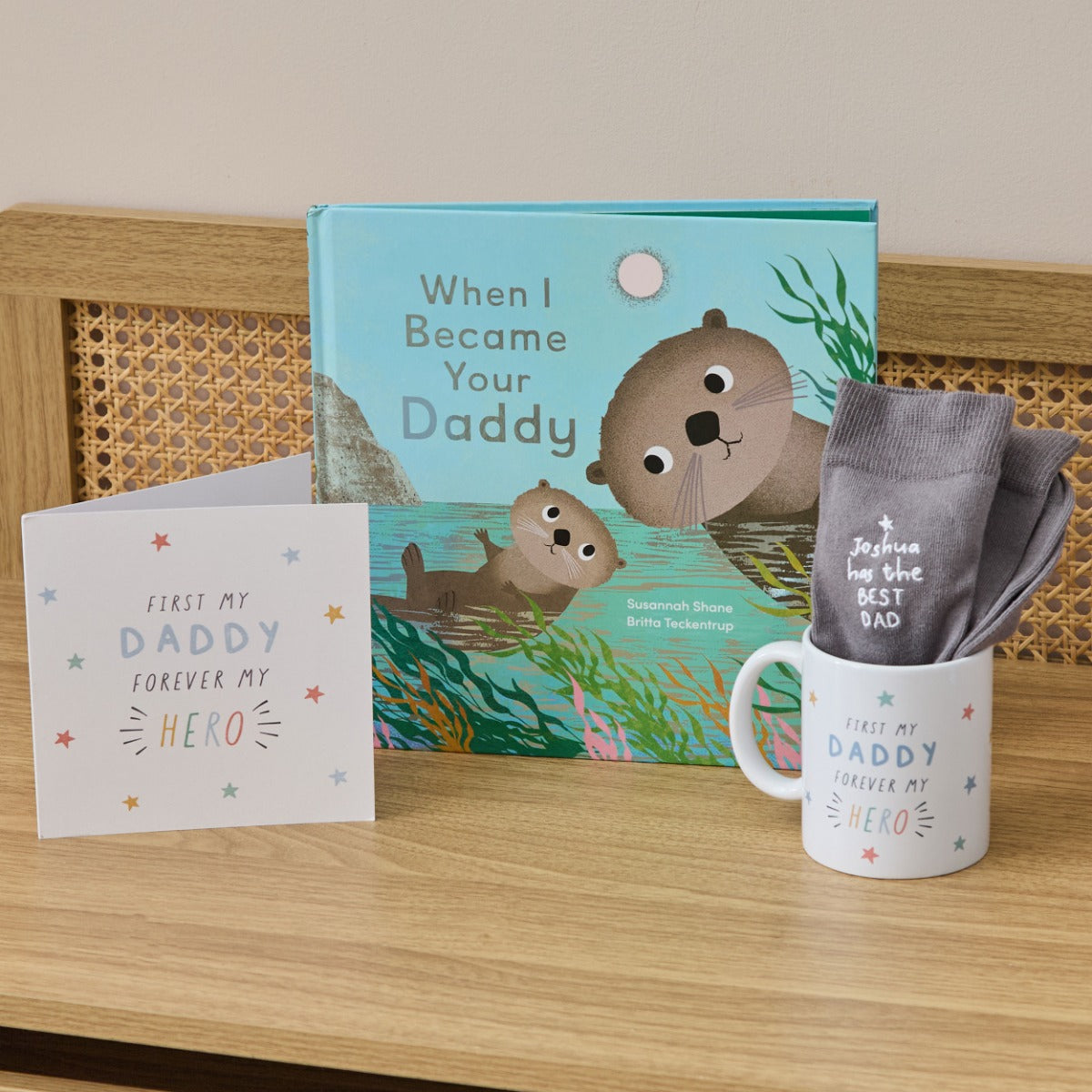 Personalised My Hero Father's Day Sock & Book Gift Set