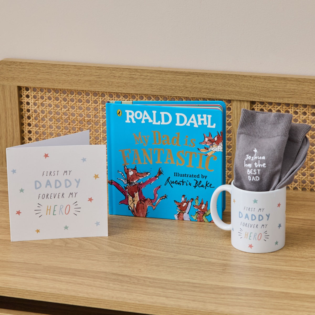 Personalised My Hero Father's Day Sock & Book Gift Set
