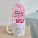 Personalised Wonderful Auntie Mug & Sock Gift Set 