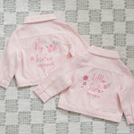 Personalised Big Sister & Little Sister Pink Denim Jacket Gift Set