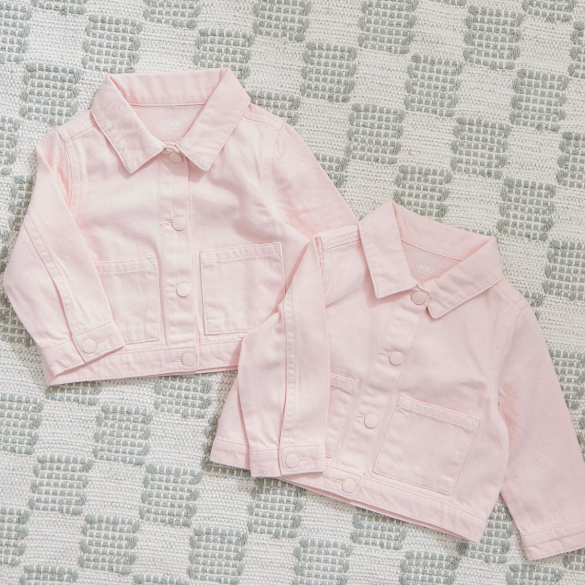 Personalised Big Sister & Little Sister Pink Denim Jacket Gift Set