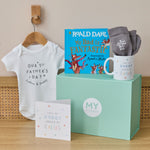 Personalised My Hero 1st Father's Day Bodysuit, Socks & Book Gift Set