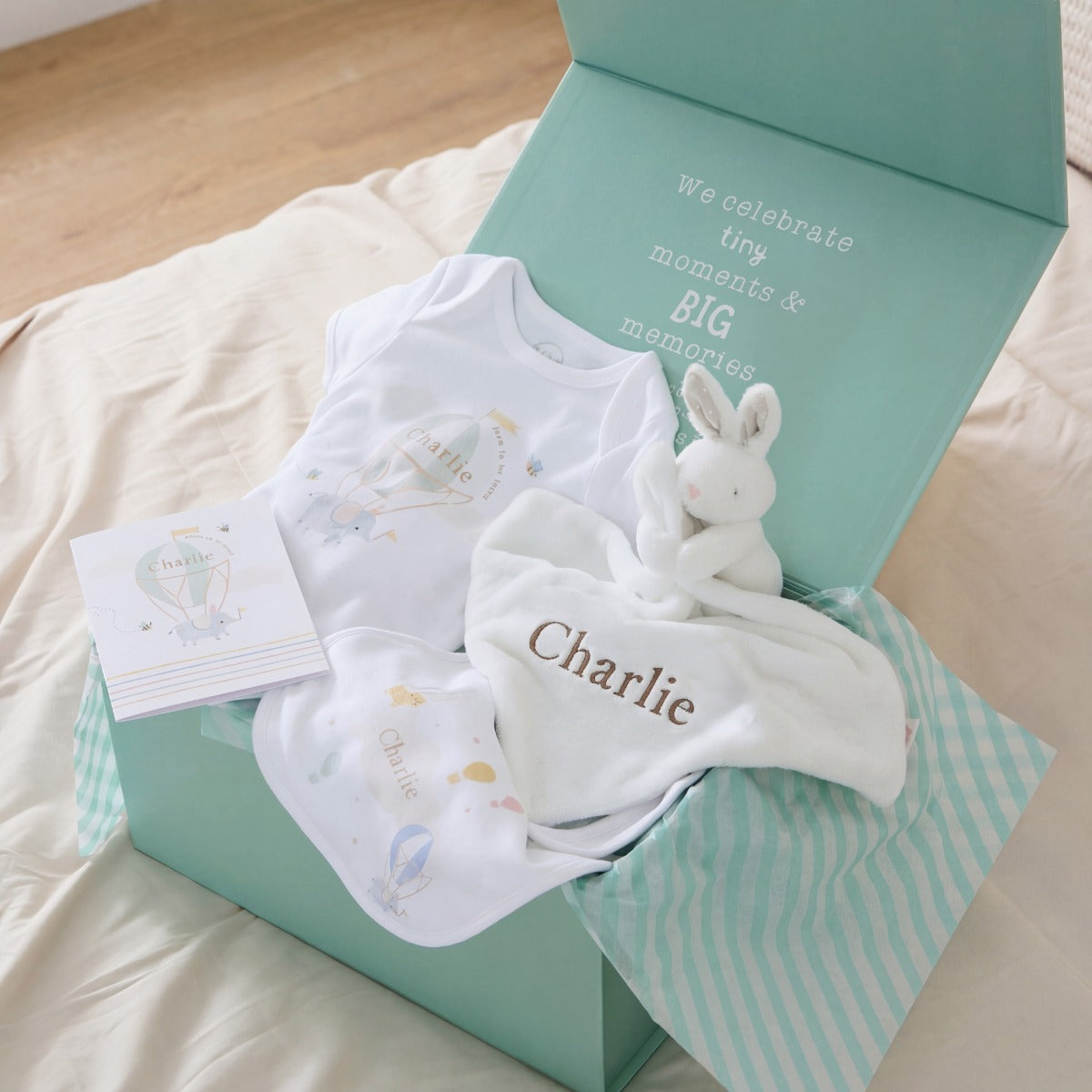 Personalised Hot Air Balloon New Baby Gift Set