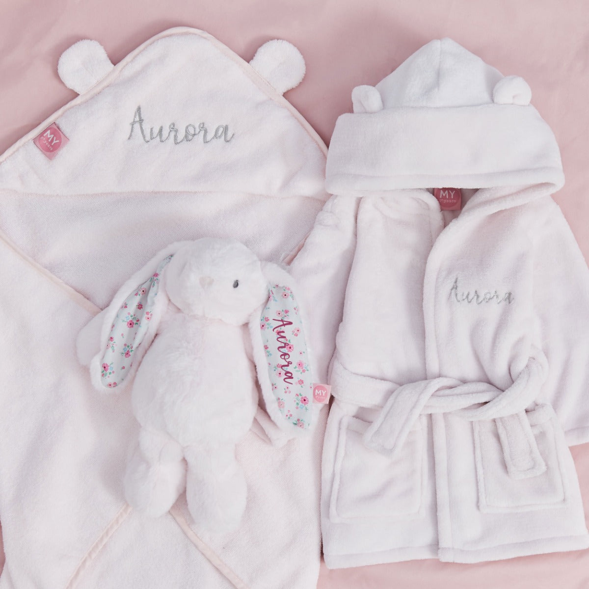 Personalised Light Pink Splash, Snuggle & Cuddle Gift Set