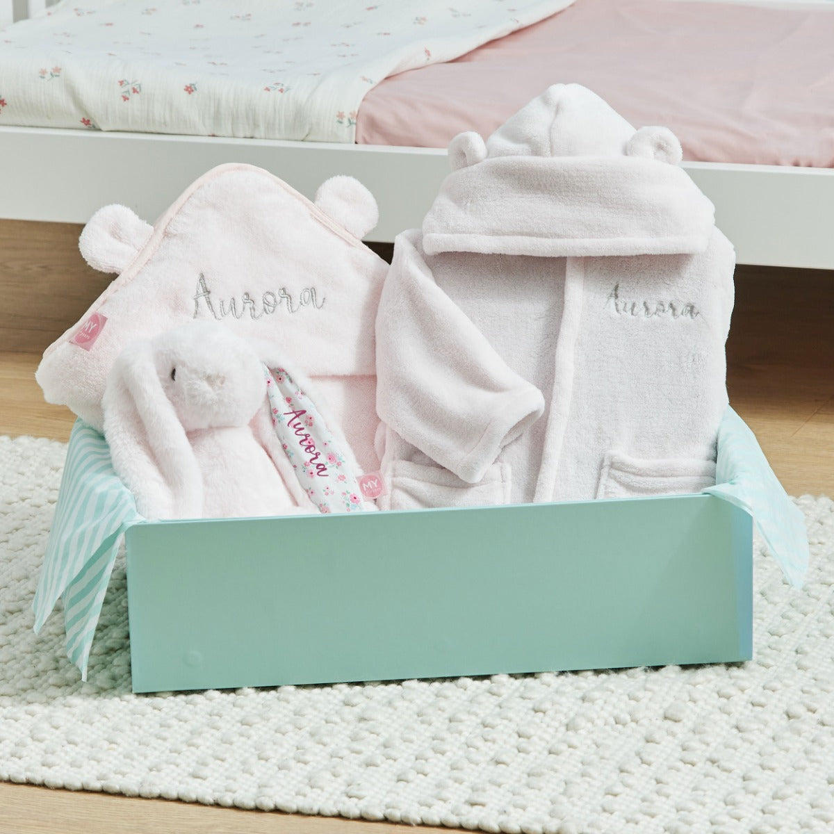 Personalised Light Pink Splash, Snuggle & Cuddle Gift Set