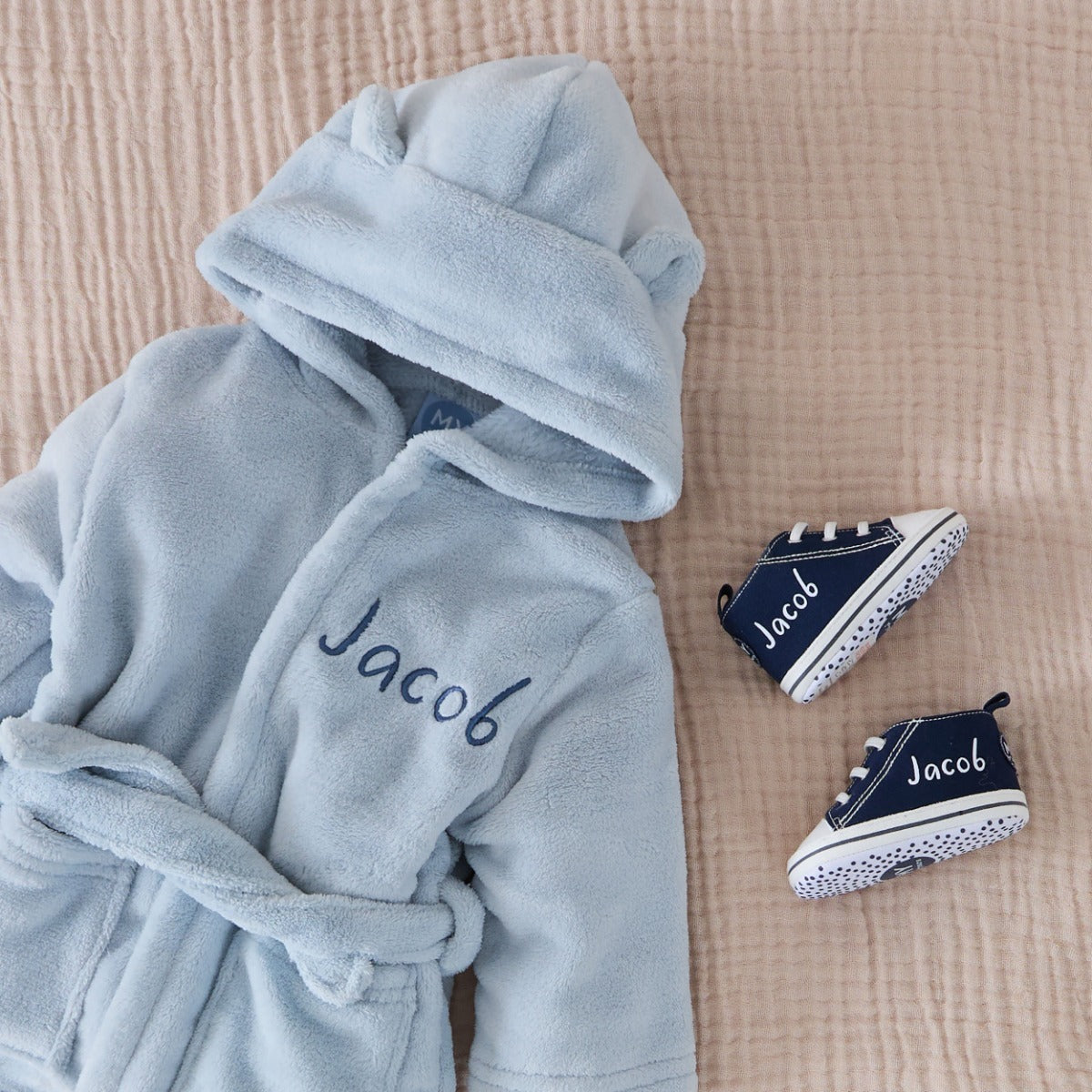 Personalised Blue Snuggle and Step Gift Set