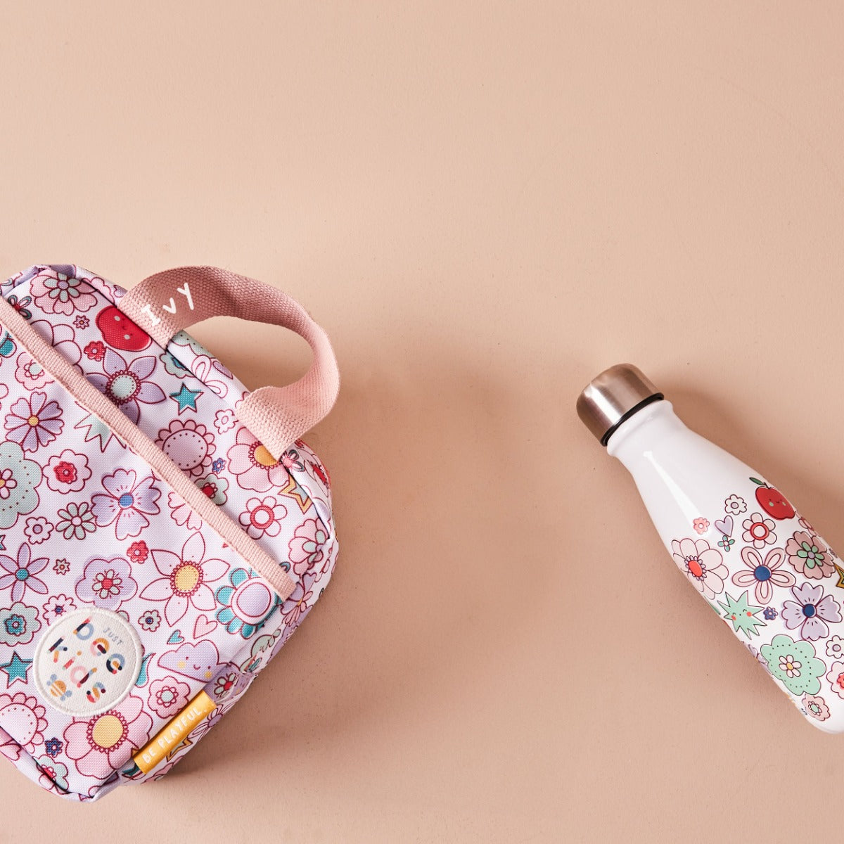 Just Bee Kids Retro Floral Lunch Bag and Water Bottle Set