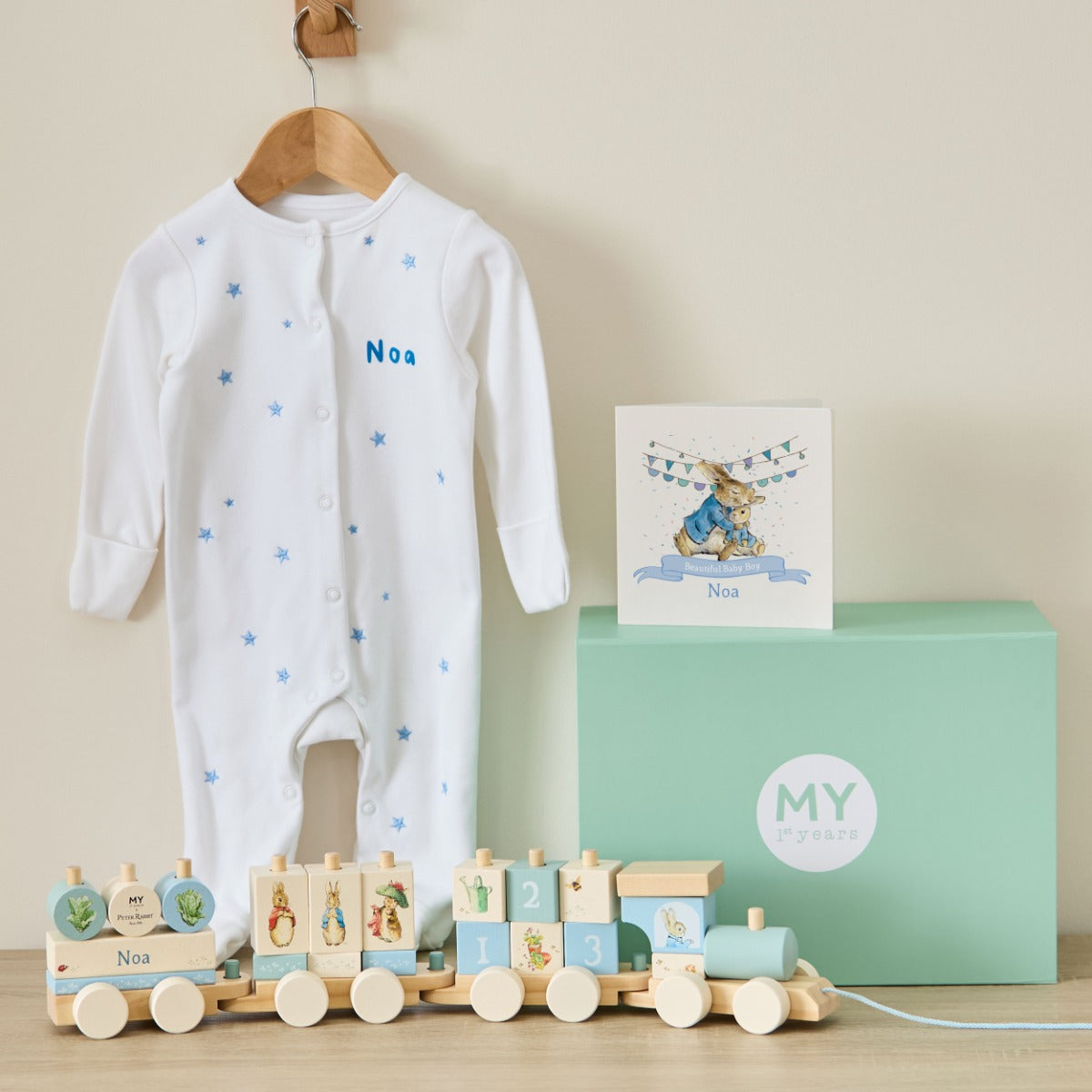 Personalised Blue Newborn Peter Rabbit Gift Set