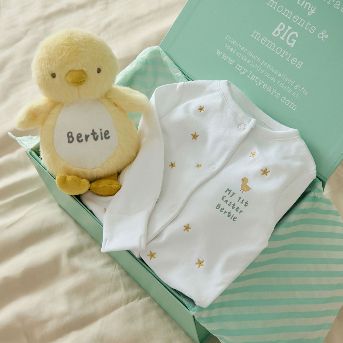 Personalised Easter Chick Sleepsuit and Plush Gift Set