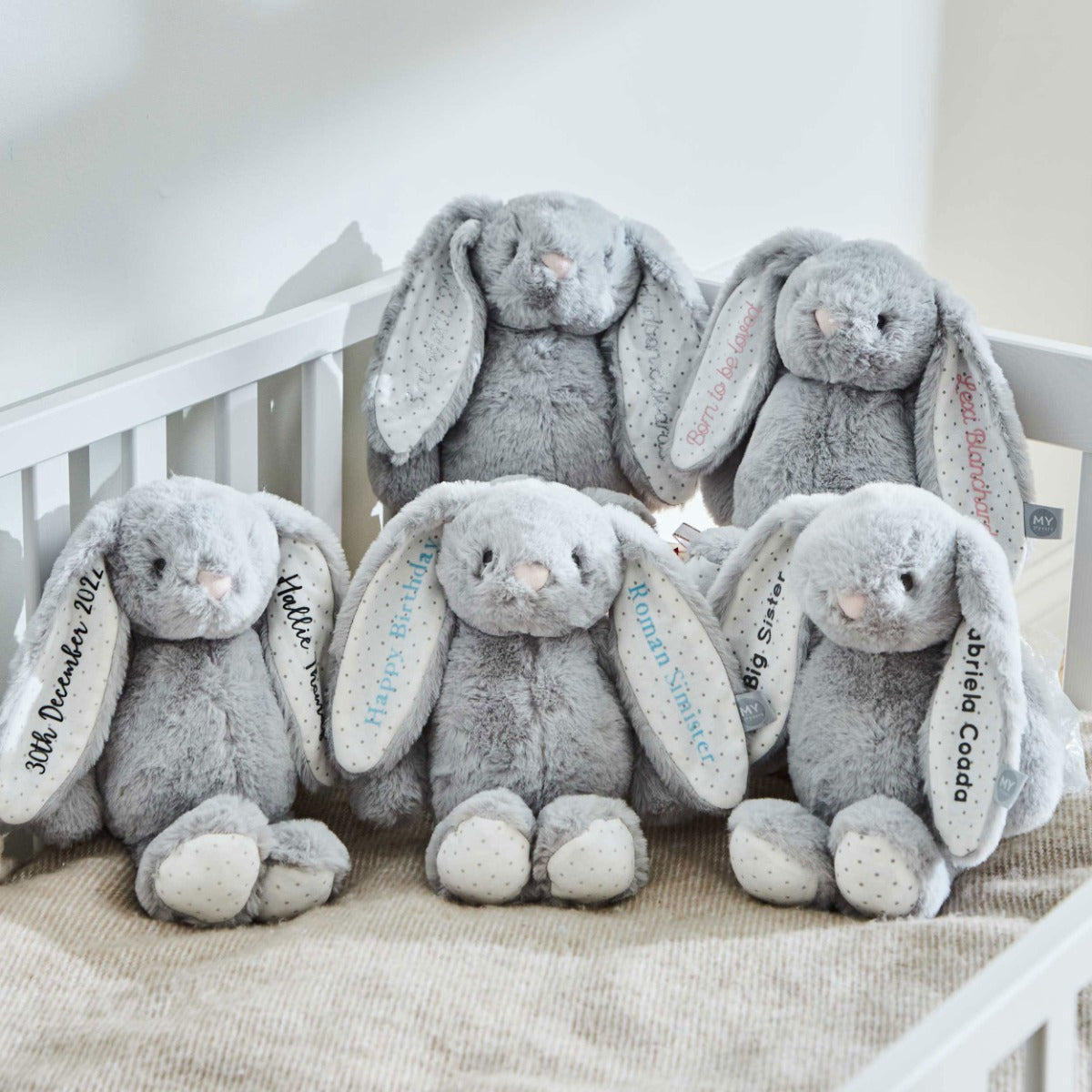 Personalised Grey Bunny Soft Toy