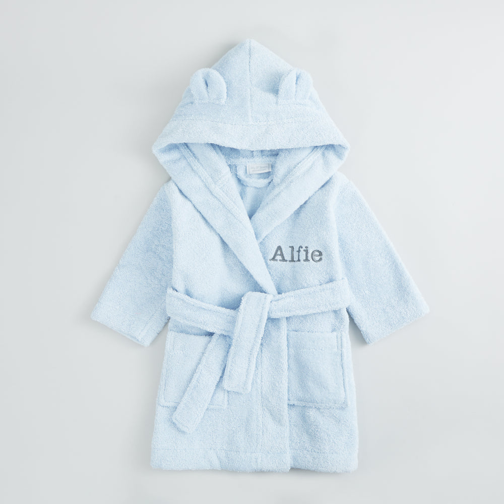 Personalised Blue Hooded Towelling Robe for Gift Set