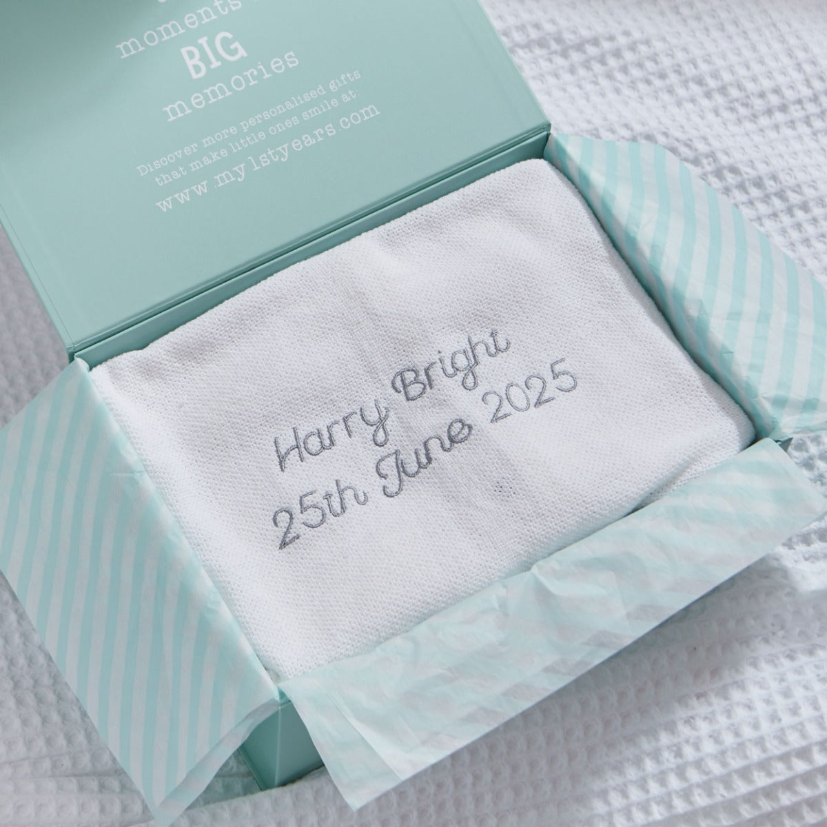 Personalised Ivory Cellular Baby Blanket