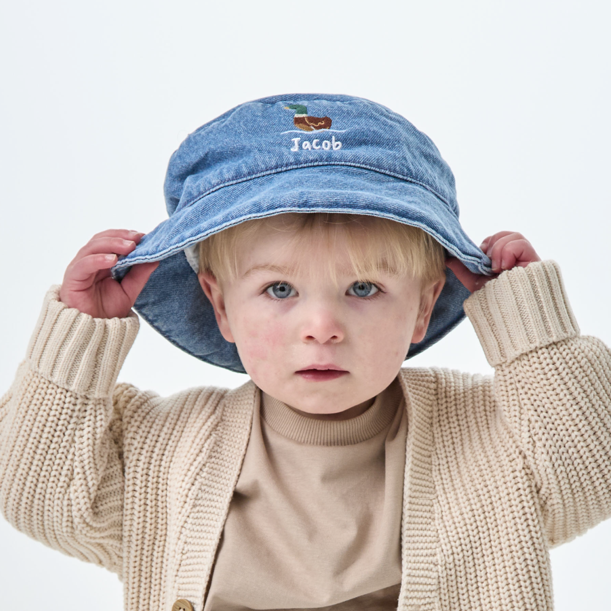 Personalised Duck Denim Bucket Hat