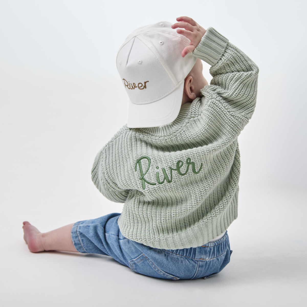 Personalised Simple Name Baseball Cap in Ecru 