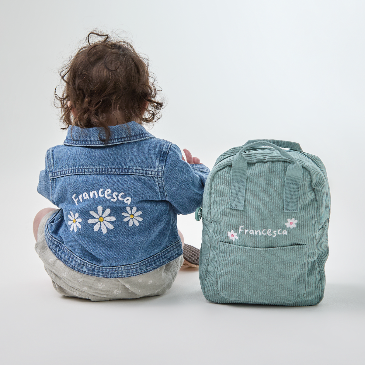 Personalised Three Daisy Denim Jacket