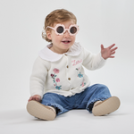 Personalised Front Floral White Lightweight Cardigan