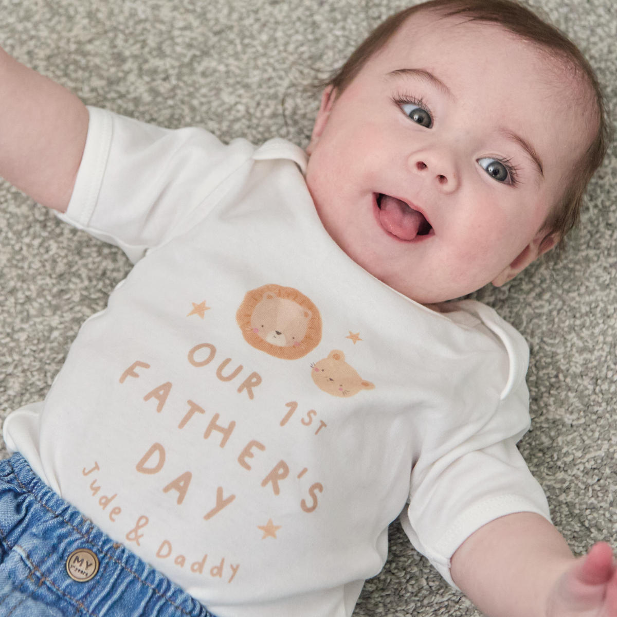 Personalised Our 1st Father's Day Lion Design Bodysuit