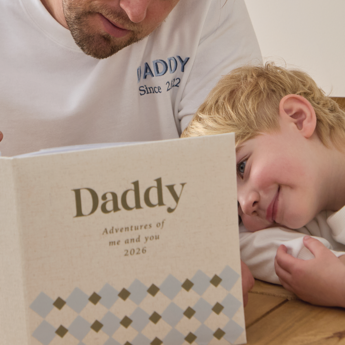 Personalised Blue Checkered Father's Day Linen Photo Album
