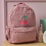 Personalised Cherries Large Pink Cord Backpack